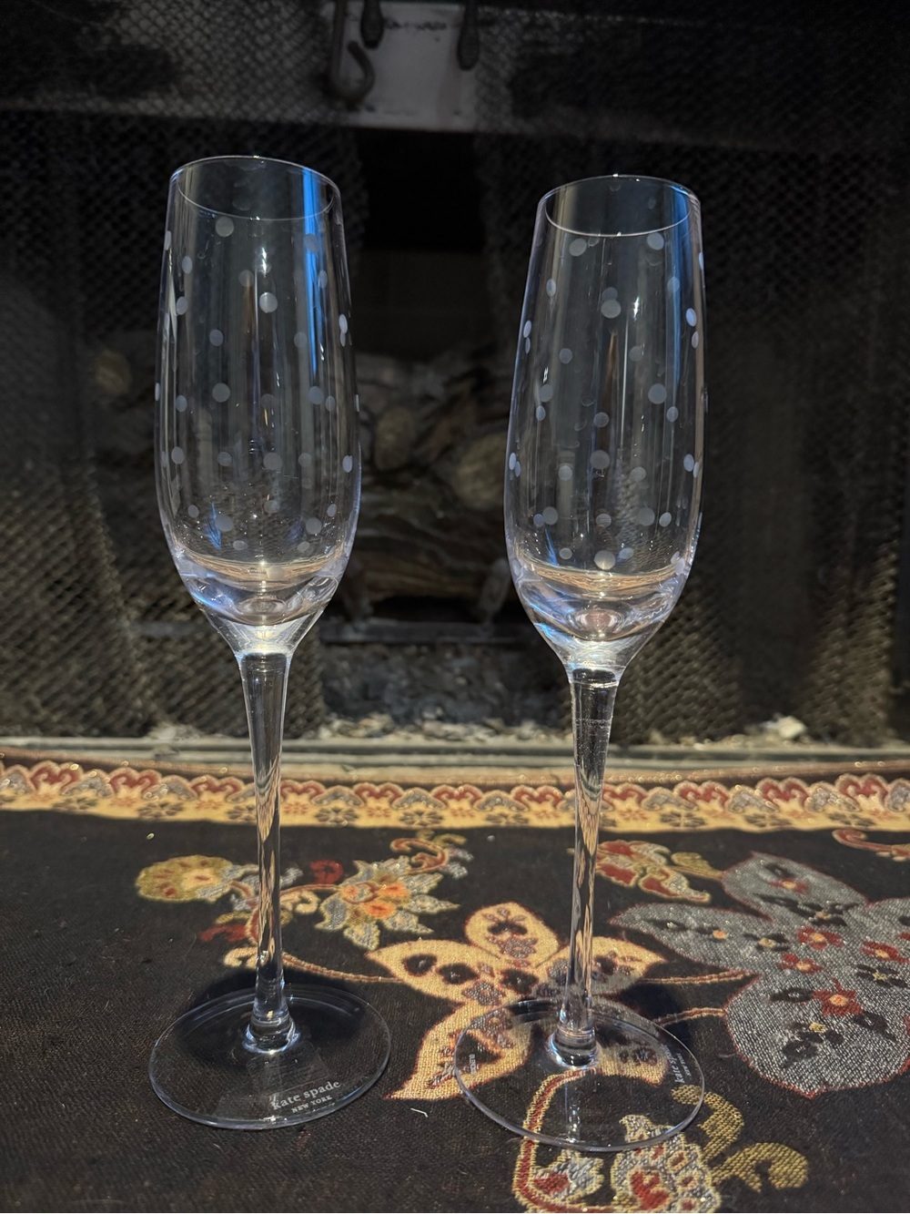 Set of 2 Lenox Kate Spade NY Larabee Dot Champagne Glasses 10.25 in.